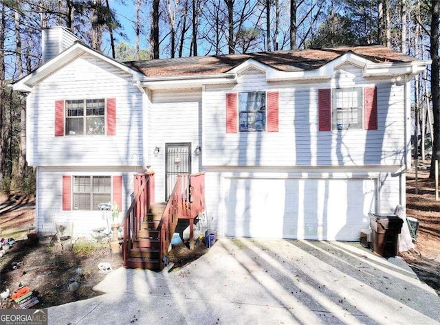 bi-level home with a garage