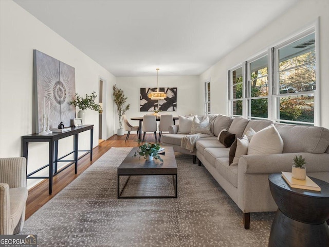 living room featuring hardwood / wood-style flooring