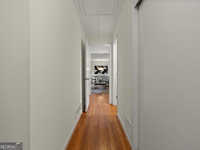 corridor featuring wood-type flooring