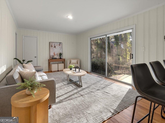 living room with light hardwood / wood-style floors