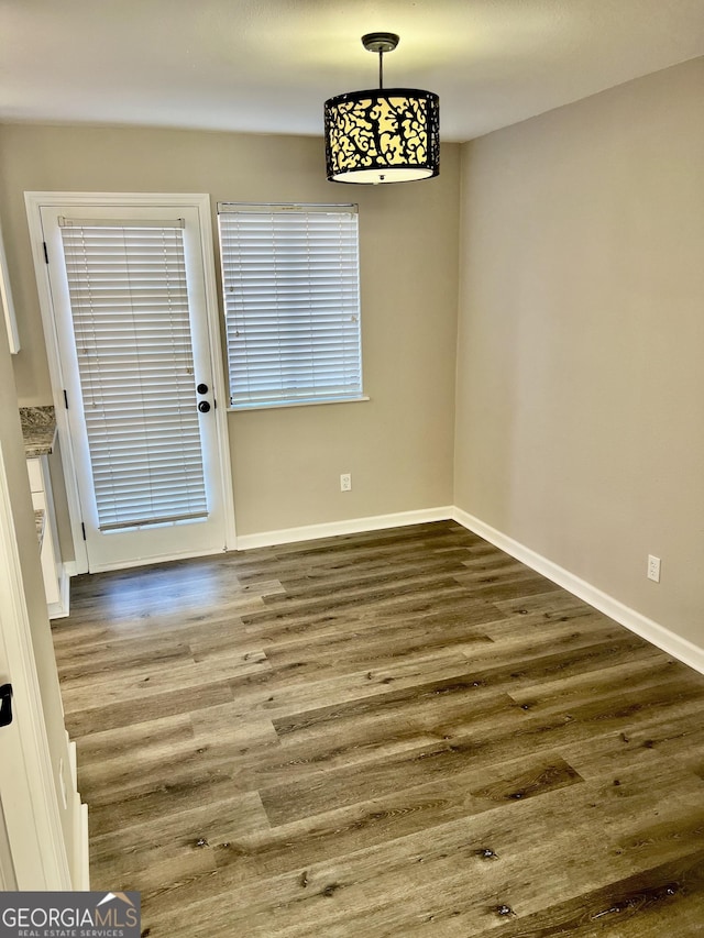 unfurnished dining area featuring hardwood / wood-style flooring