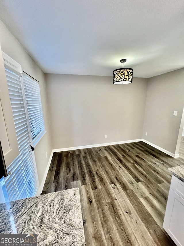 unfurnished dining area featuring dark hardwood / wood-style flooring