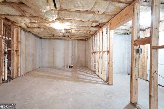 view of unfinished basement