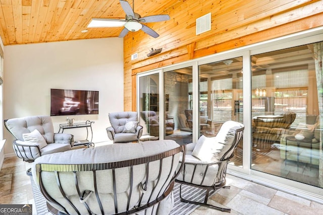 view of patio / terrace with an outdoor living space and ceiling fan