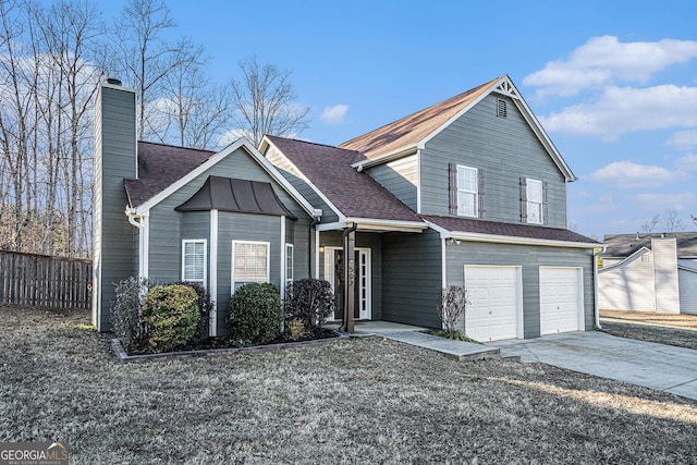 view of front property featuring a garage