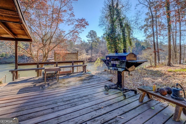 deck featuring grilling area