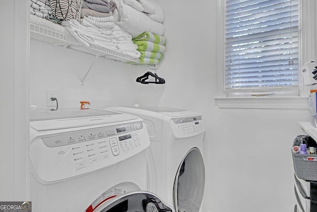 laundry area featuring washer and dryer