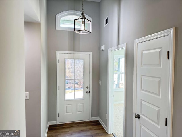 entryway with a healthy amount of sunlight and wood-type flooring