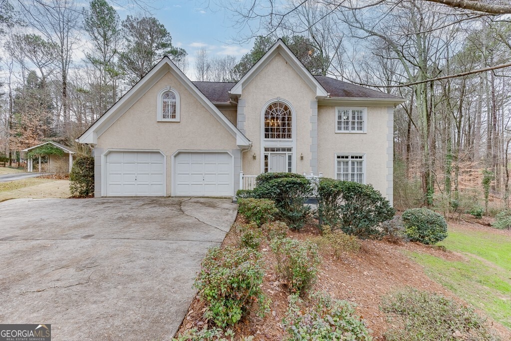 view of property featuring a garage