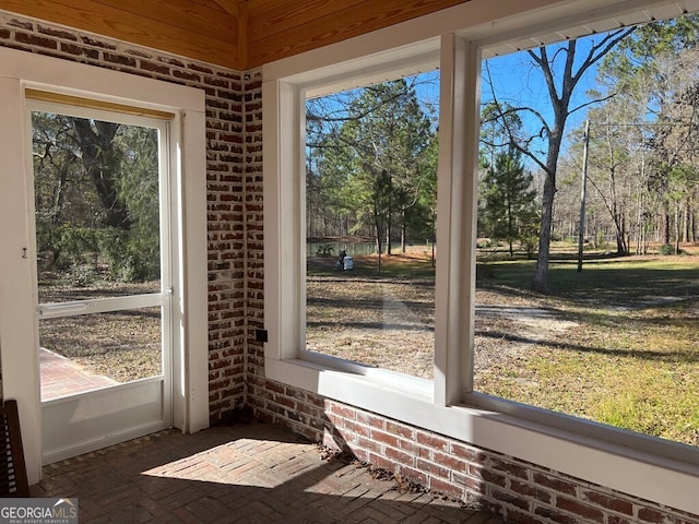 view of unfurnished sunroom