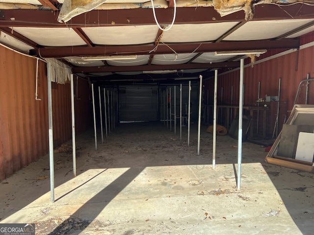 basement with wooden walls