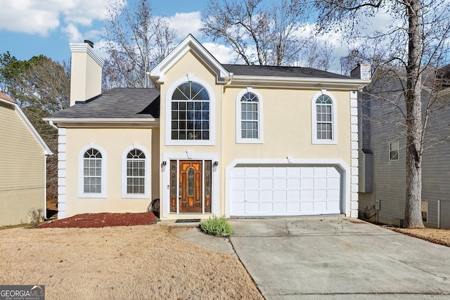 view of front of house with a garage