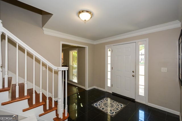 entrance foyer with ornamental molding