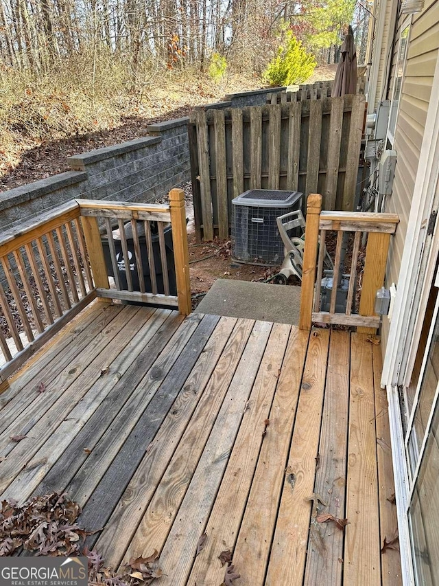 wooden terrace with cooling unit