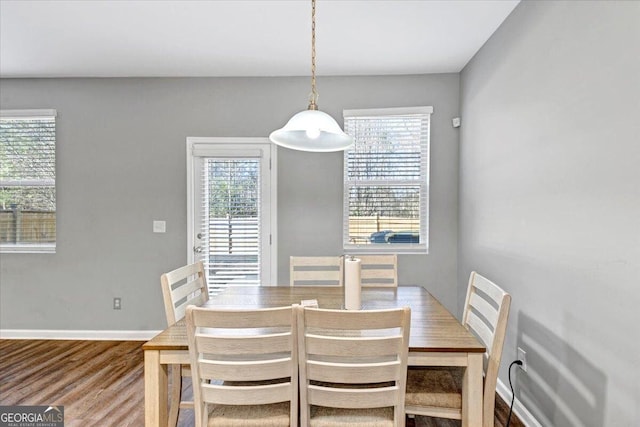 dining room with light wood-type flooring