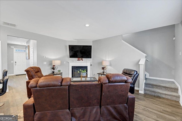 living room featuring wood-type flooring