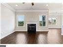 unfurnished living room with dark wood-type flooring and a fireplace