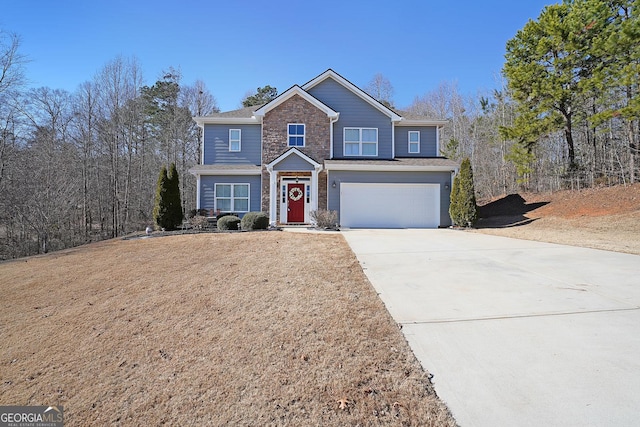 view of front of property featuring a garage