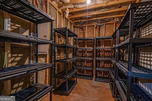 wine cellar with parquet floors