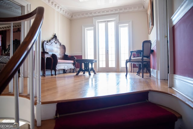 interior space featuring ornamental molding