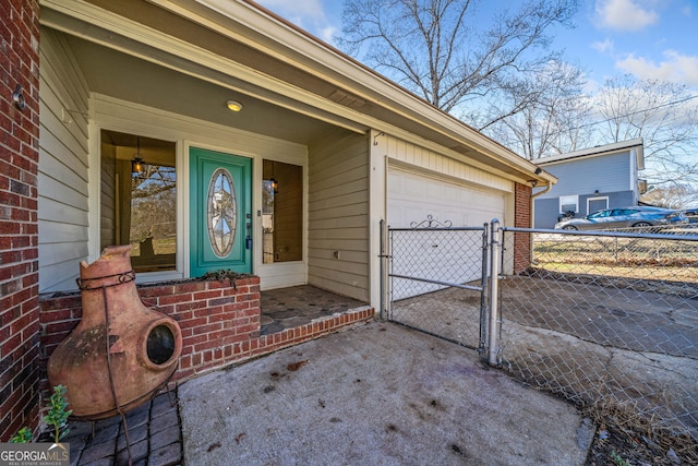 property entrance featuring a garage