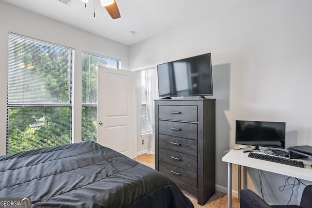 bedroom featuring ceiling fan