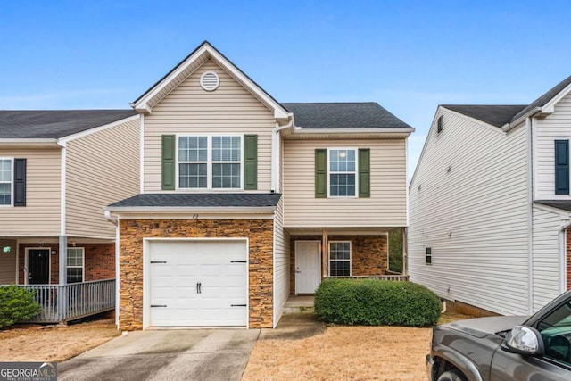 view of property with a garage