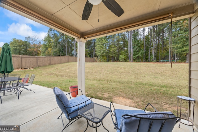 view of patio / terrace with ceiling fan