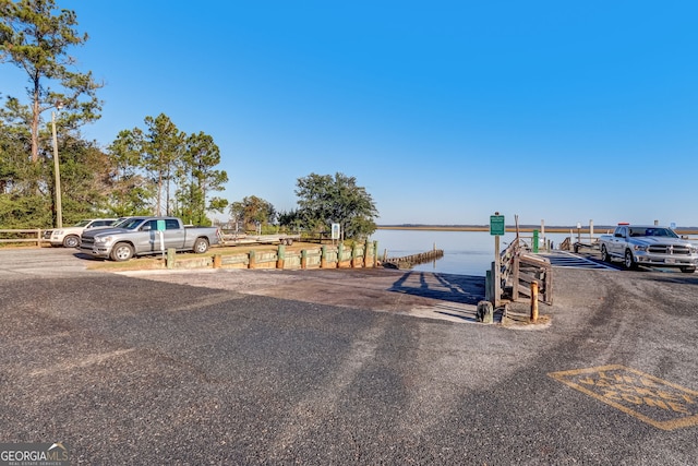 view of dock featuring a water view