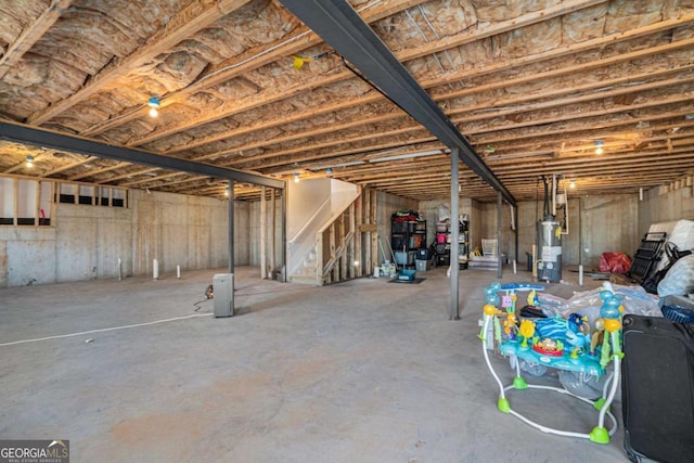 basement with gas water heater