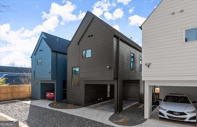 exterior space featuring a garage