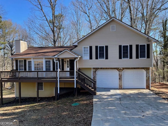 split level home with a garage