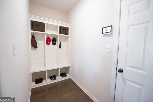 mudroom featuring dark hardwood / wood-style floors