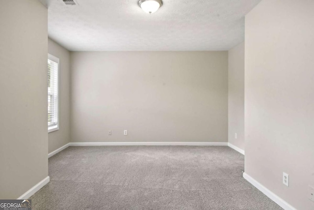 carpeted empty room featuring a textured ceiling and a wealth of natural light