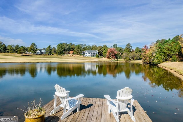 view of dock featuring a water view