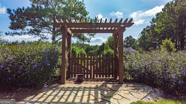 view of patio / terrace featuring a pergola