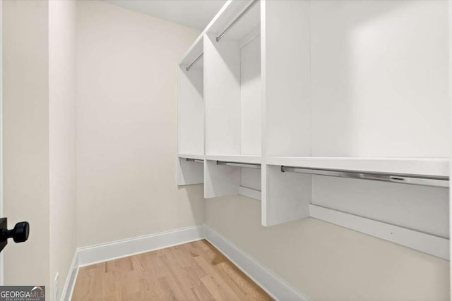 spacious closet featuring light hardwood / wood-style floors