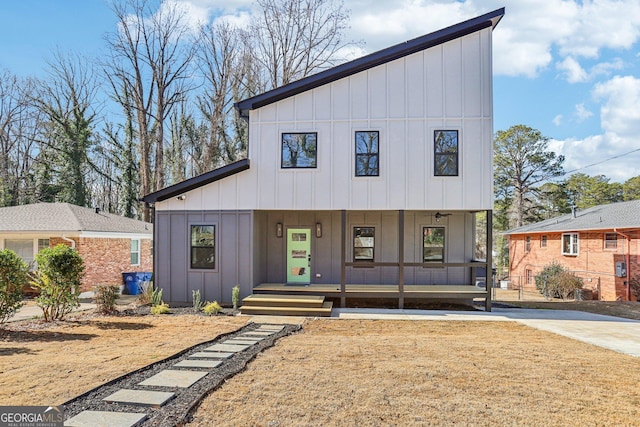 modern farmhouse style home with covered porch