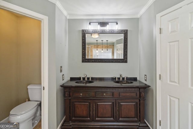 bathroom with separate shower and tub, tile patterned floors, and ornamental molding