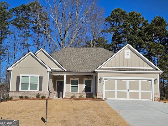 craftsman inspired home with a garage