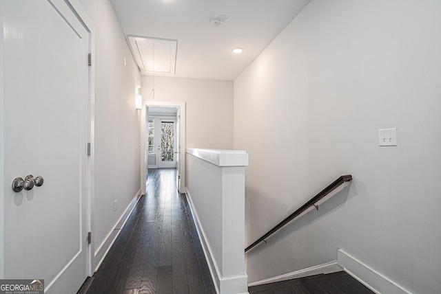 hall featuring dark hardwood / wood-style flooring