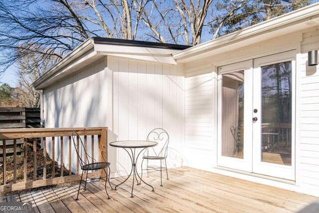 wooden deck with french doors