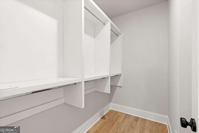 walk in closet featuring light wood-type flooring