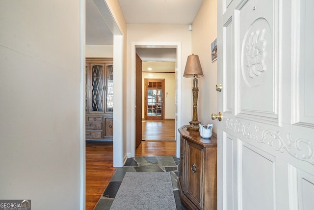 interior space with dark wood finished floors