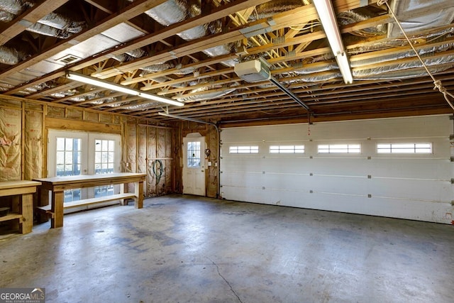 garage with a garage door opener