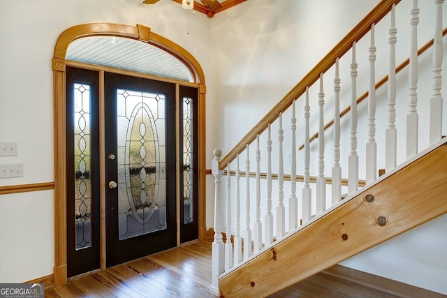 entryway featuring hardwood / wood-style flooring