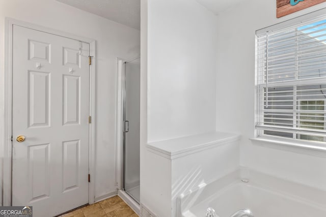 bathroom with plus walk in shower