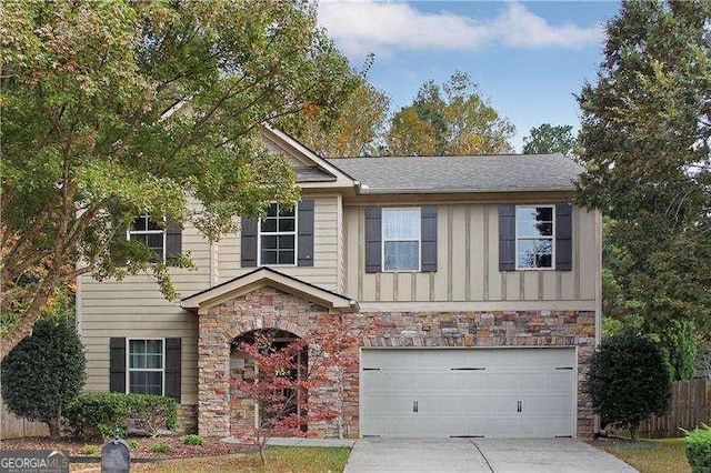 view of front of home with a garage