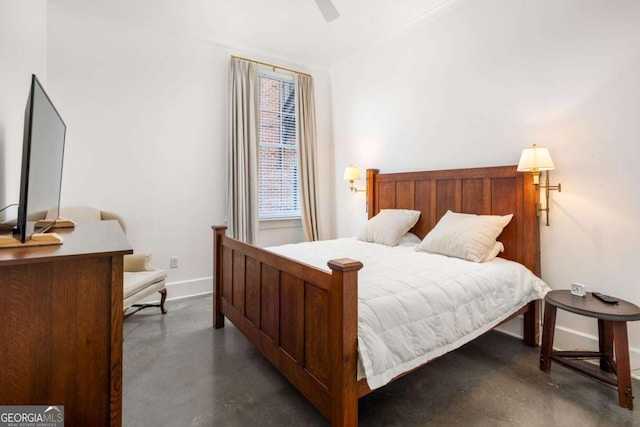 bedroom featuring ceiling fan