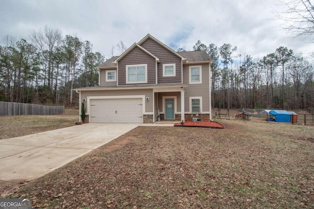 craftsman house with a garage